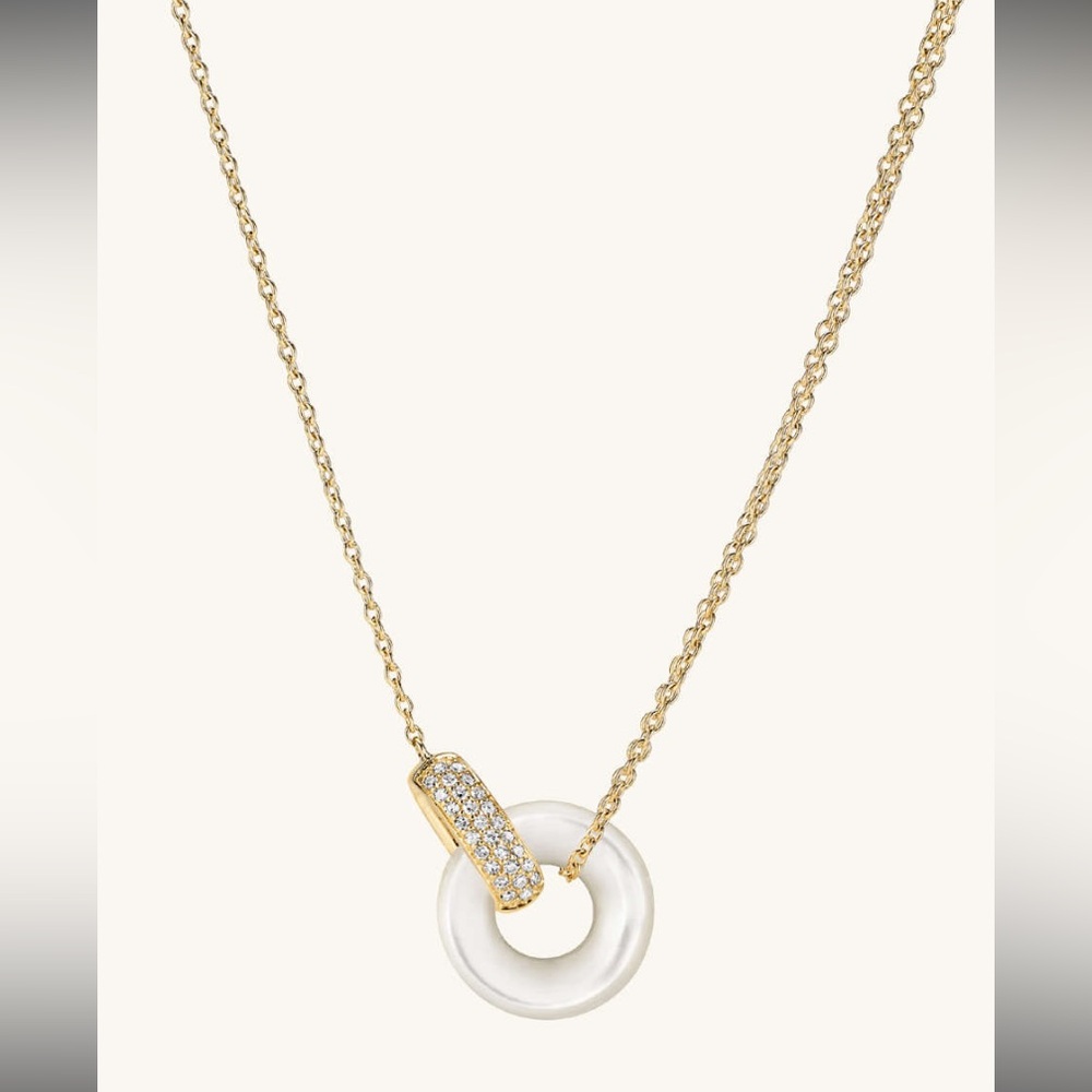 NWT Mejuri Linked Pavé Diamond Pearl Necklace